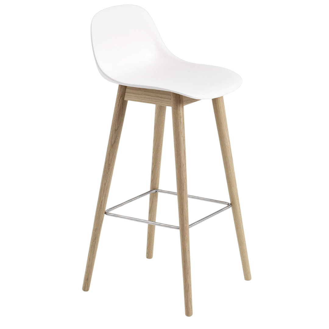 Muuto - Fiber Counter &amp; Bar Stool with Backrest - Wood Base