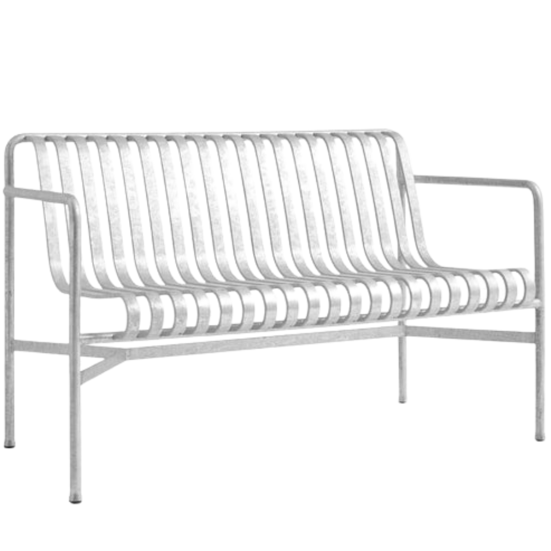 HAY - Palissade Dining Bench w.Armrest  - Hot Galvanised