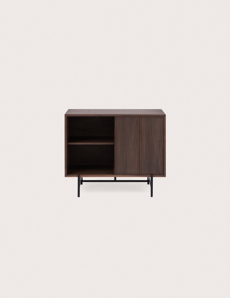 Small wood media shop cabinet