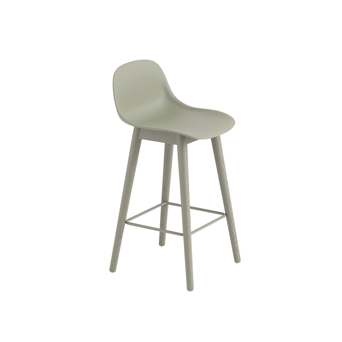Muuto - Fiber Counter &amp; Bar Stool with Backrest - Wood Base