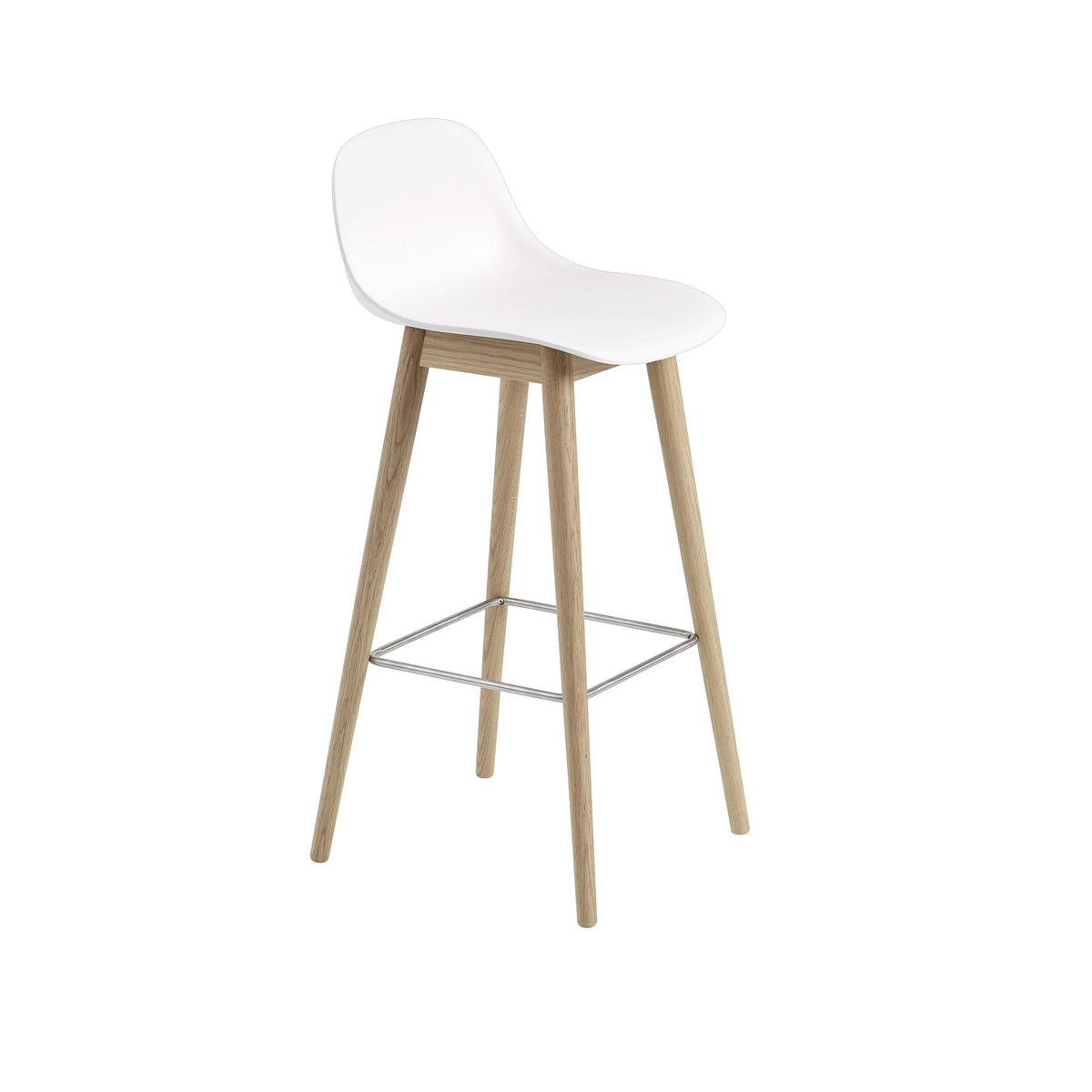 Muuto - Fiber Counter &amp; Bar Stool with Backrest - Wood Base